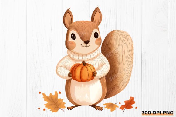 Download Autumn Squirrel with Pumpkin PNG Clipart - Clipart Collection