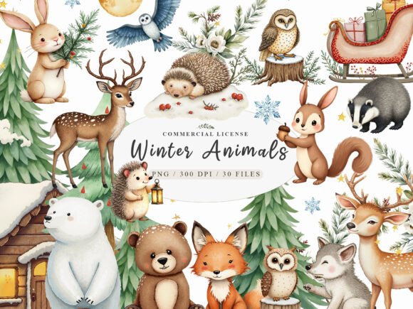 Download Rustic Winter Animal Clipart Bundle - Rustic Collection
