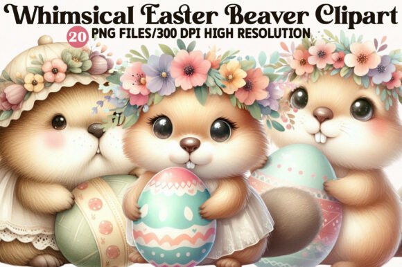 Download Whimsical Easter Beaver Clipart Bundle - Clipart Collection