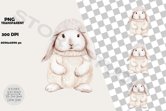 Download Cute Bunny in Sweater and Hat Clipart - Clipart Collection