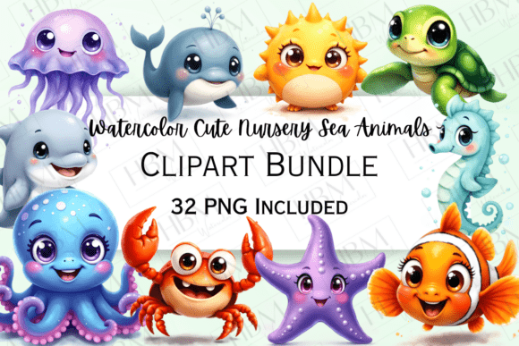 Download Cute Watercolor Ocean Animals Clipart - Ocean Collection