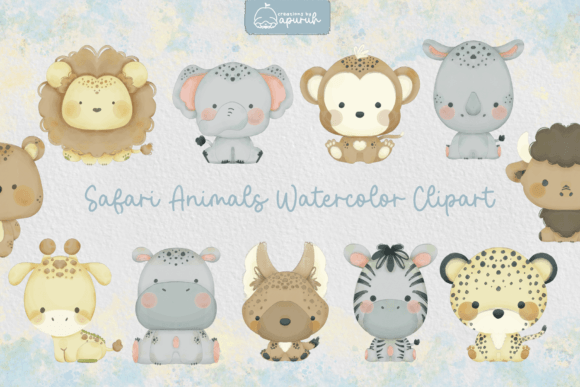 Download Cute Safari Animals Watercolor Clipart - Clipart Collection