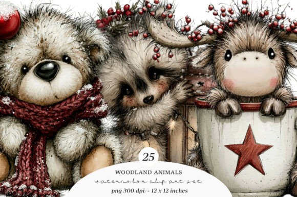 Download Christmas Woodland Animals Clipart - Clipart Collection
