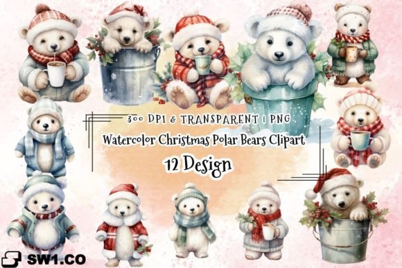 Download Watercolor Christmas Polar Bear Clipart - Clipart Collection