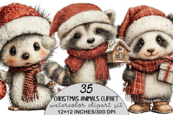 Download Cute Christmas Animals Clipart - Clipart Collection