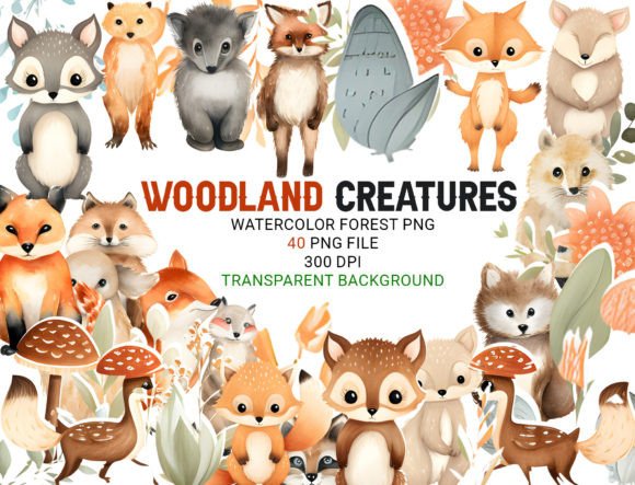 Download Watercolor Forest Friends Clipart Bundle - Clipart Collection