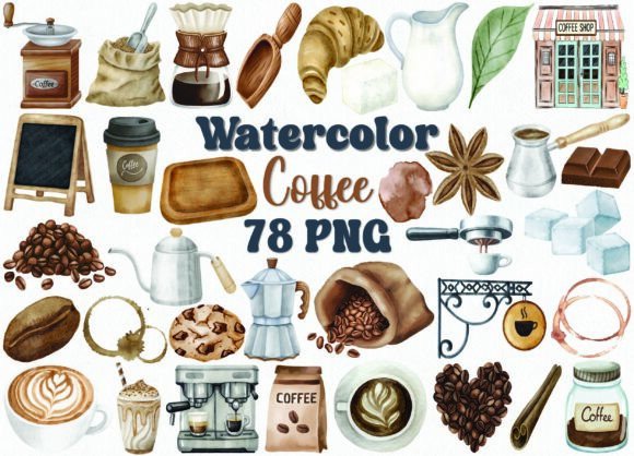 Download Watercolor Coffee Clipart Set - Clipart Collection