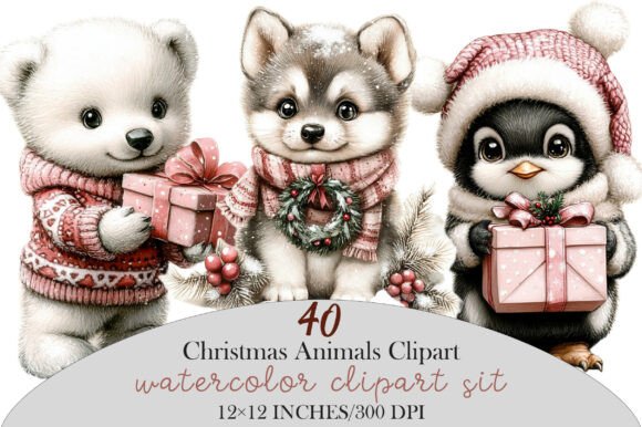 Download Christmas Winter Animals Clipart Bundle - Clipart Collection