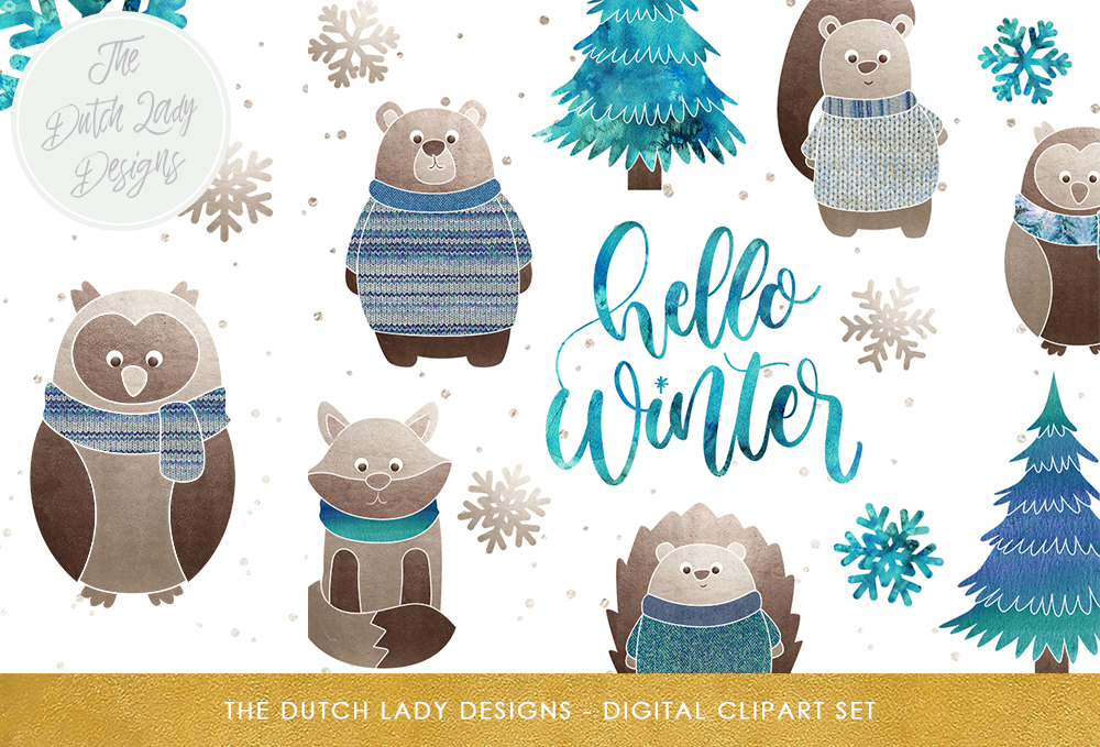 Download Winter Forest Friends Clipart Set - Clipart Collection