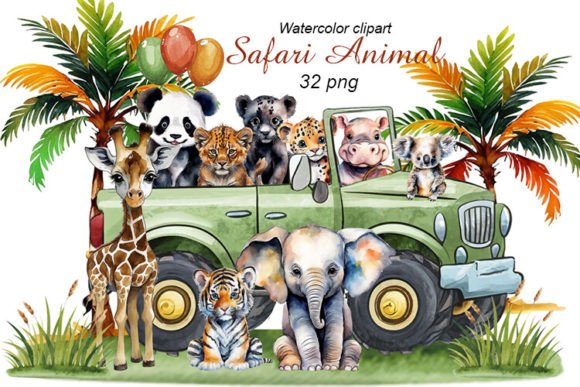 Download Baby Safari Animals Watercolor Clipart - Clipart Collection