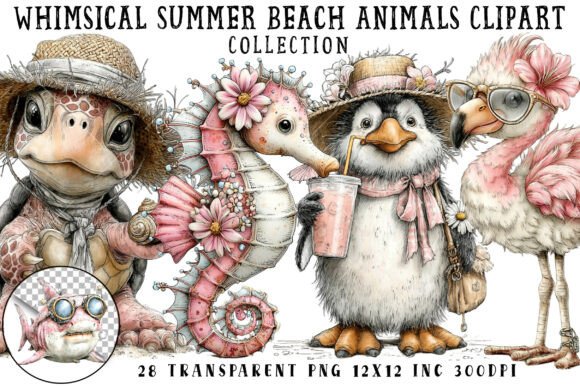 Download Whimsical Summer Beach Animals Clipart - Clipart Collection