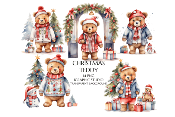 Download Christmas Teddy Bear Clipart - Clipart Collection