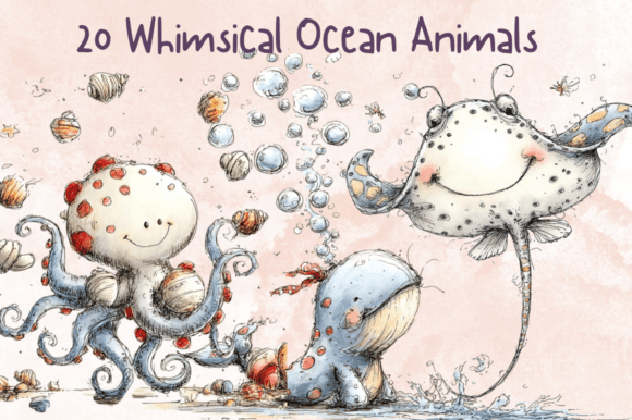 Download Whimsical Ocean Animals Clipart Set - Ocean Collection