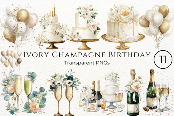 Download Ivory Champagne Birthday Clipart - Clipart Collection