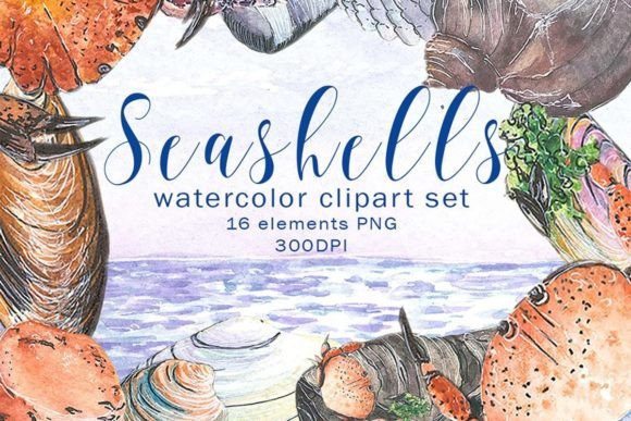 Download Watercolor Seashells Digital Clipart Set - Clipart Collection