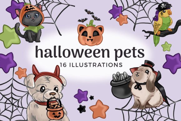 Download Halloween Pets Clipart Illustrations - Clipart Collection