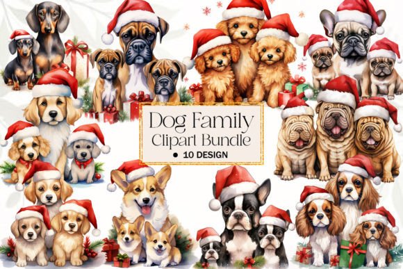 Download Cute Christmas Dog Family Clipart - Clipart Collection