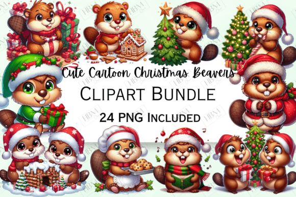 Download Cute Christmas Beaver Clipart - Clipart Collection