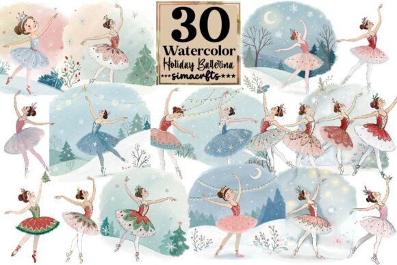 Download Watercolor Holiday Ballerina PNG Clipart - Clipart Collection