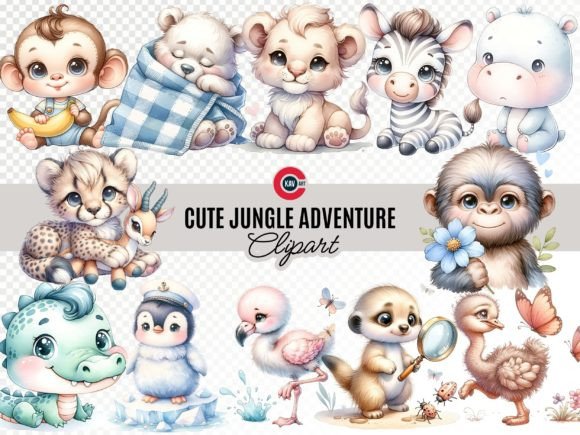 Download Cute Safari Animals Clipart Bundle - Clipart Collection