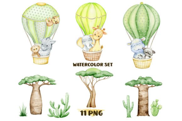Download African Animals Balloons Landscape PNG - Africa Collection