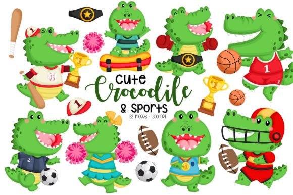 Download Cute Crocodile Sports Clipart - Cute Ani - Clipart Collection